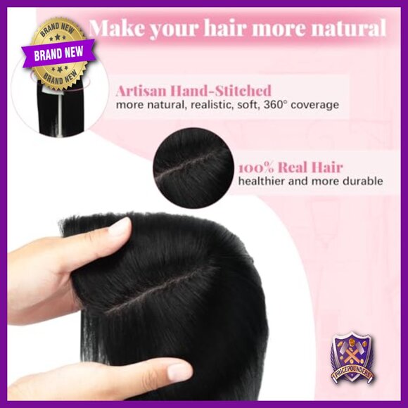 Real Human Hair Topper 12 Inch 55g Large Base 360 Coverage for Thinning Hair main image 5
